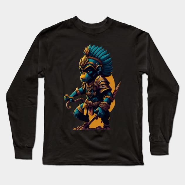 Monkey king of the woods Long Sleeve T-Shirt by Khaoulagoodies